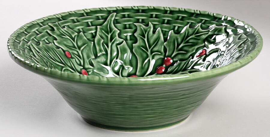 Holly (Christmas Holly) 10" Round Serving Bowl by Bordallo Pinheiro-1