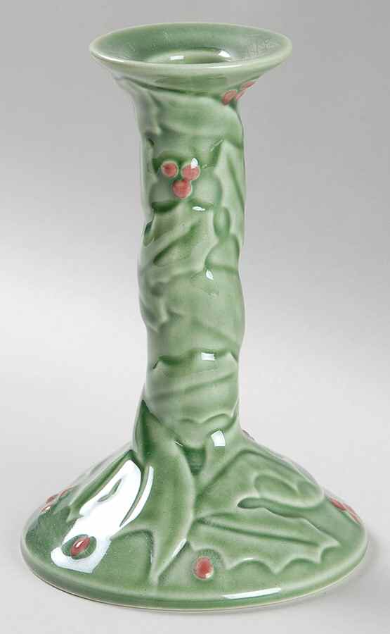 Holly (Christmas Holly) 6" Candlestick by Bordallo Pinheiro-1