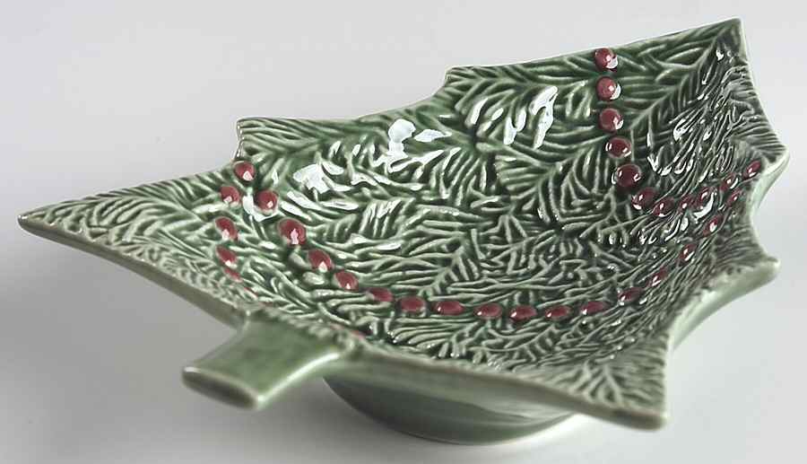 Holly (Christmas Holly) Small Tree Shaped Dish by Bordallo Pinheiro-1