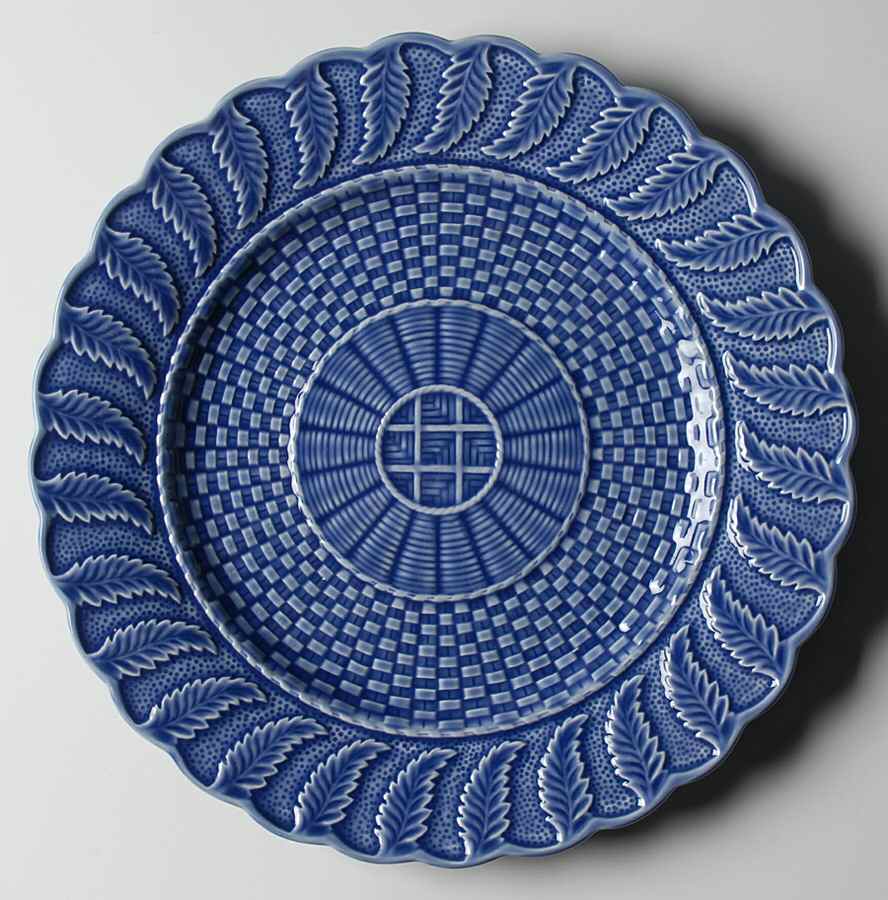 Basketweave Blue 12" Chop Plate (Round Platter) by Bordallo Pinheiro-1
