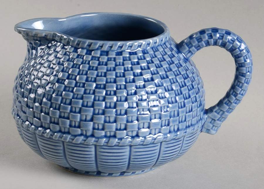 Basketweave Blue Creamer by Bordallo Pinheiro-1