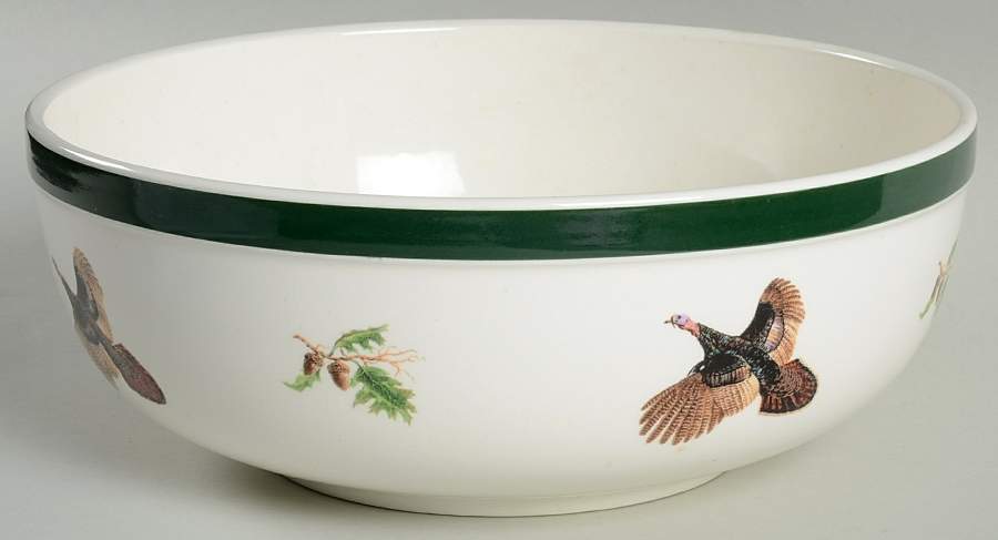 Wild Turkey 9" Round Vegetable Bowl by Big Sky Carvers-1
