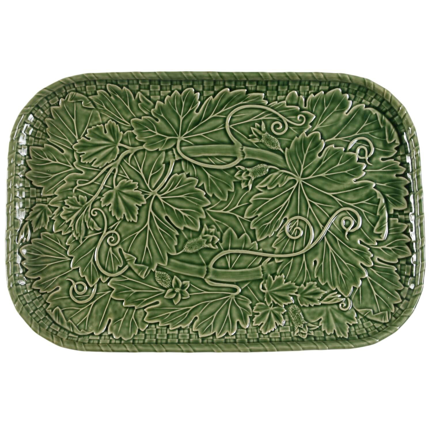 Vine Green 18" Rectangular Tray by Bordallo Pinheiro-1