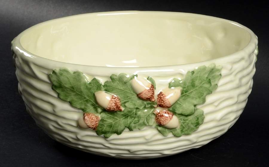 Oak Leaf White and Green 8" Round Vegetable Bowl by Bordallo Pinheiro-1