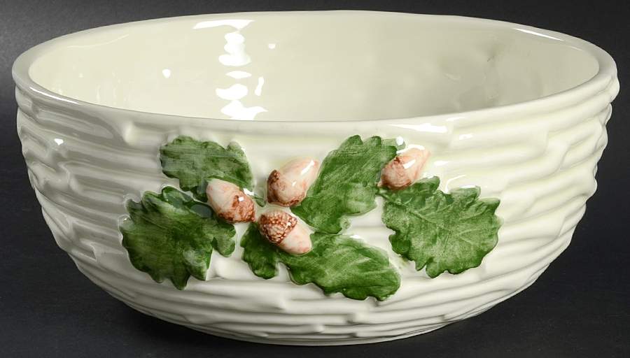 Oak Leaf White and Green 11" Large Salad Serving Bowl by Bordallo Pinheiro-1