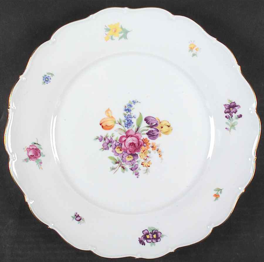 Bouquet (Scroll Edge 2) 11" Chop Plate (Round Platter) by Bohemia Ceramic Works-1