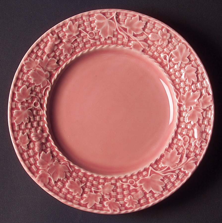 Basketweave Leaves Pink Salad Plate by Bordallo Pinheiro-1