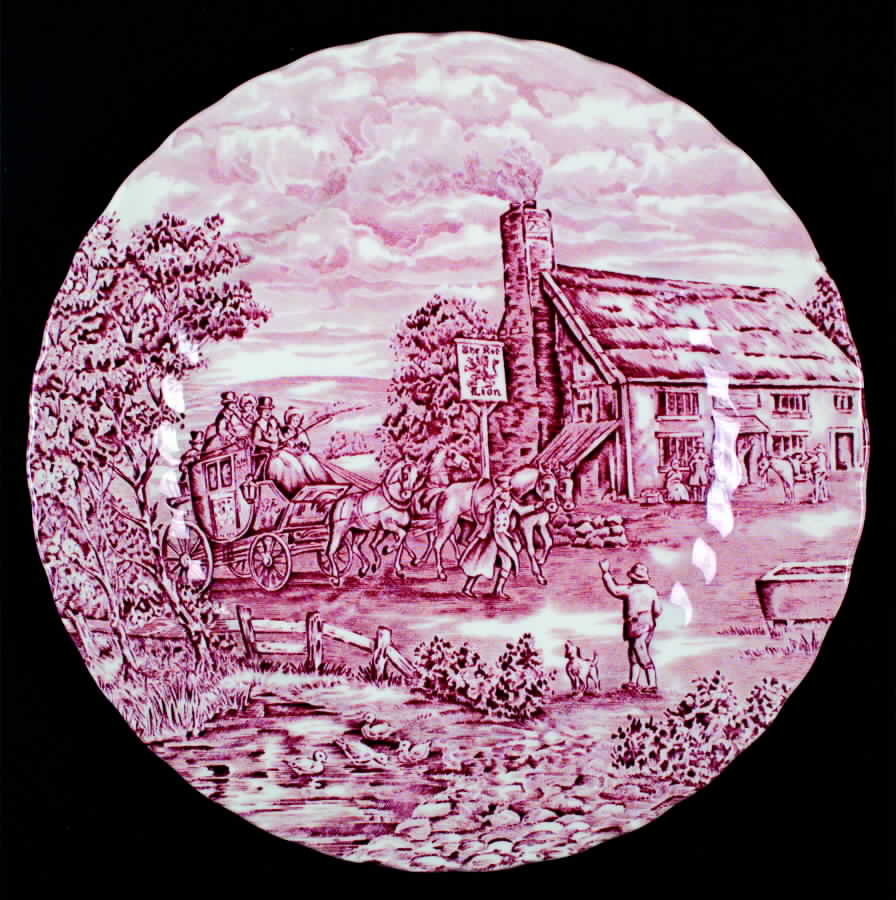 The Post House Pink (Swirl) Dinner Plate by Bursley-1
