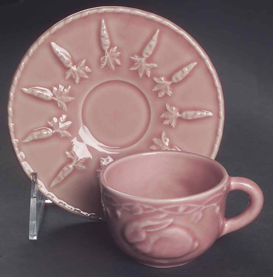Rabbit Pink Flat Demitasse Cup & Saucer Set by Bordallo Pinheiro-1