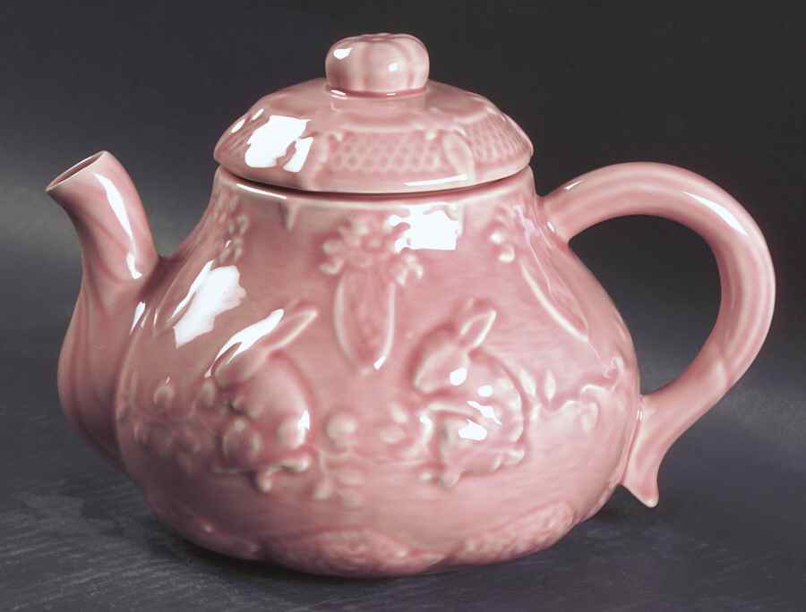 Rabbit Pink Teapot & Lid by Bordallo Pinheiro-1