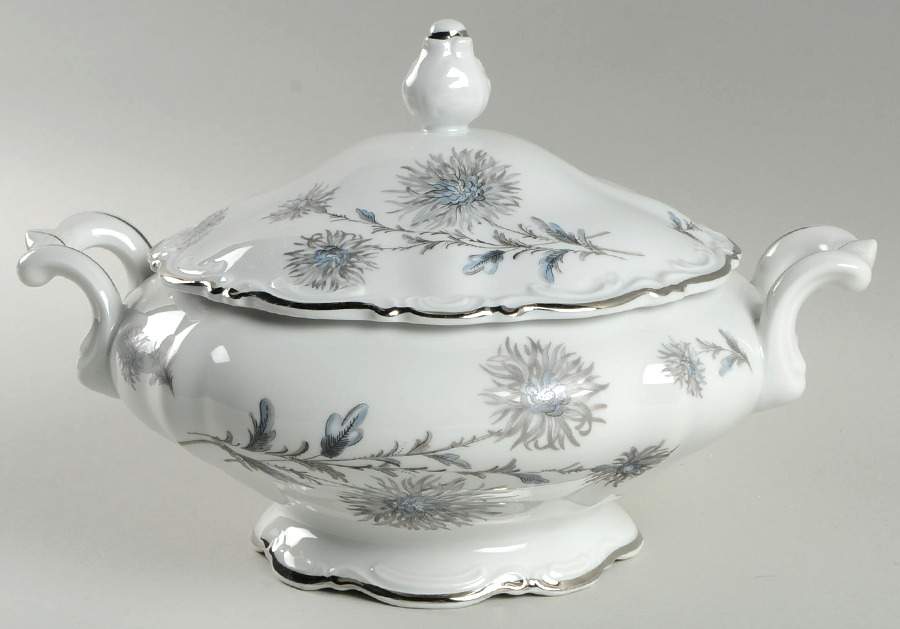 Summertime (2 Large Floral Sprays) Round Covered Vegetable by Belcrest-1