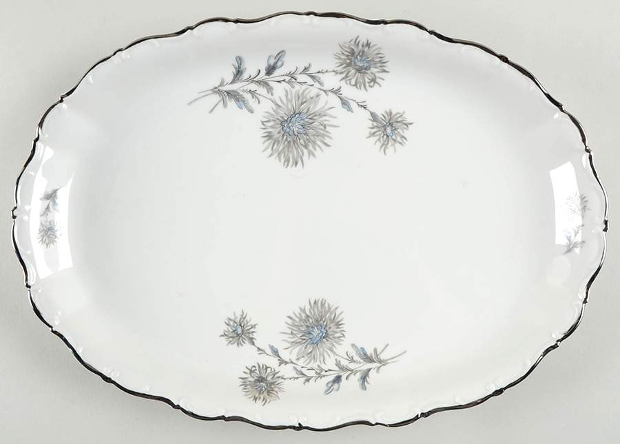 Summertime (2 Large Floral Sprays) 14" Oval Serving Platter by Belcrest-1