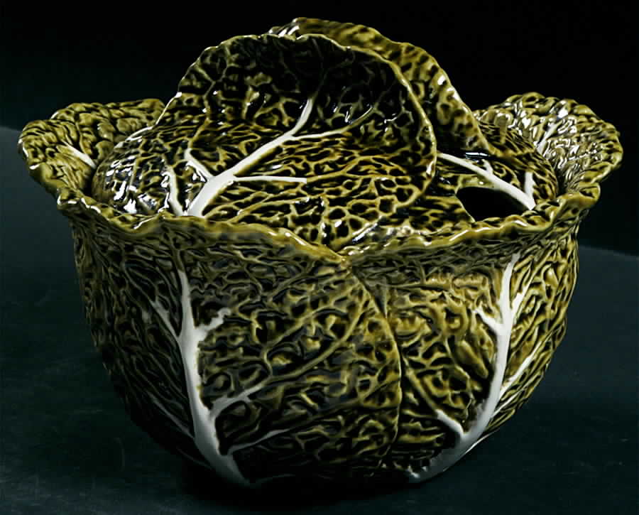 Cabbage Yellow Green Round Covered Vegetable by Bordallo Pinheiro-1