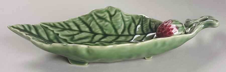Strawberry Service 8" Leaf Shaped Open Candy Dish by Bordallo Pinheiro-1