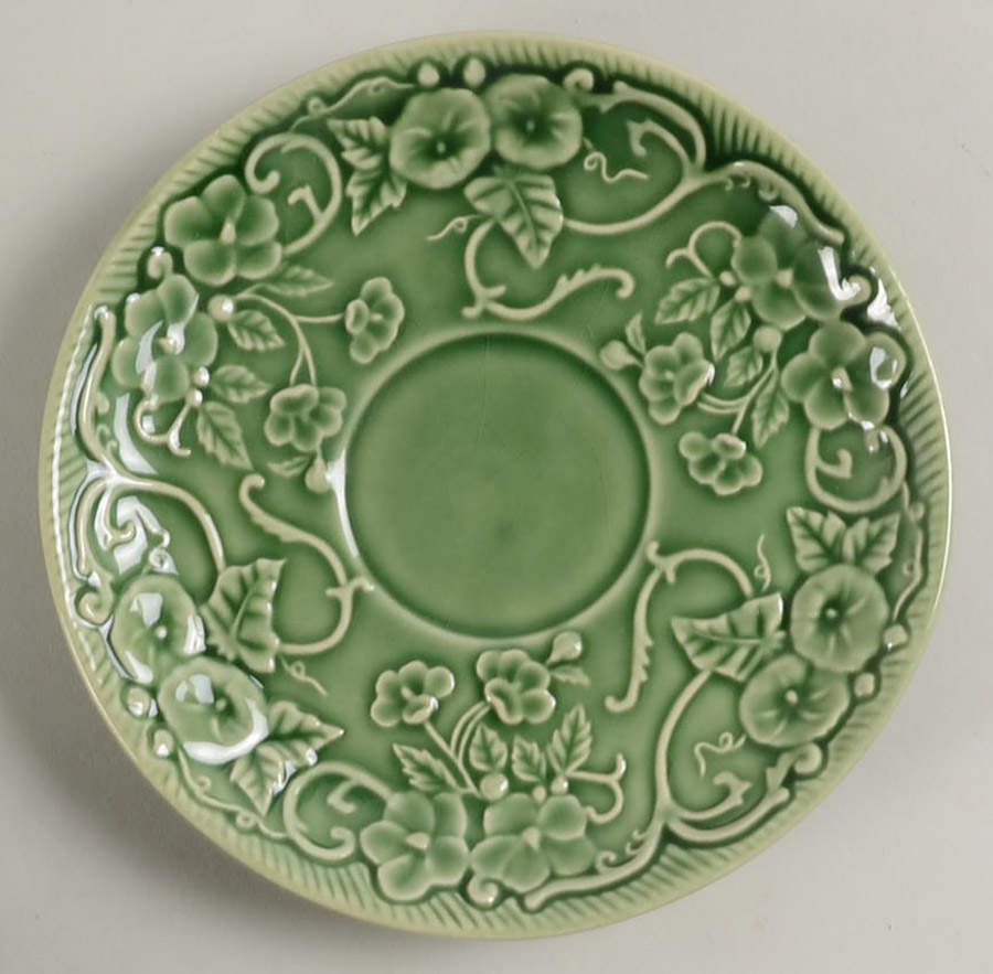 Flowers Green Saucer by Bordallo Pinheiro-1