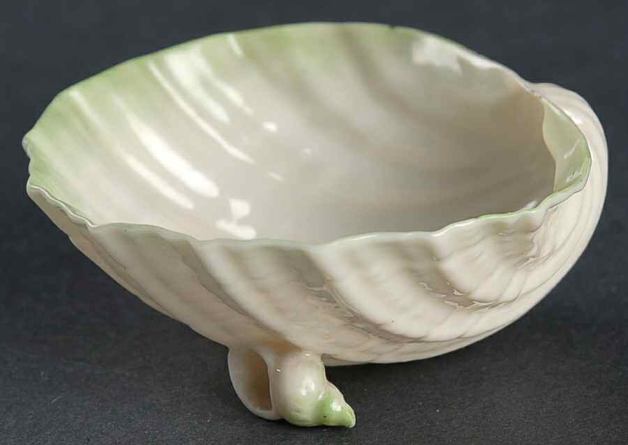 Neptune Green Small Shell Shaped Dish by Belleek Pottery (Ireland)-1