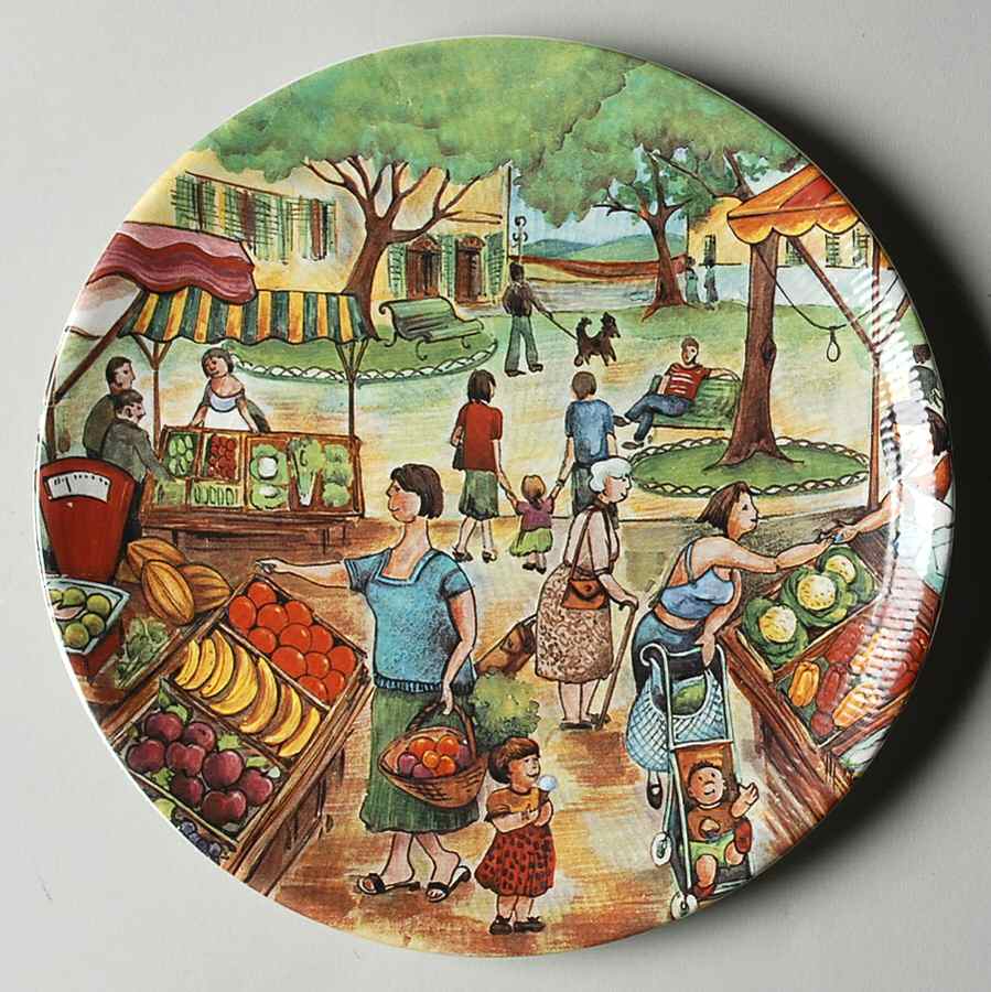 Market Scenes Salad Plate by Brunelli-1