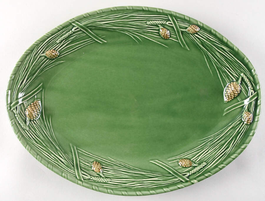 Pine Green 15" Oval Serving Platter by Bordallo Pinheiro-1