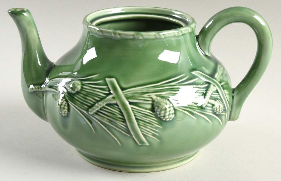 Pine Green Teapot No Lid by Bordallo Pinheiro-1