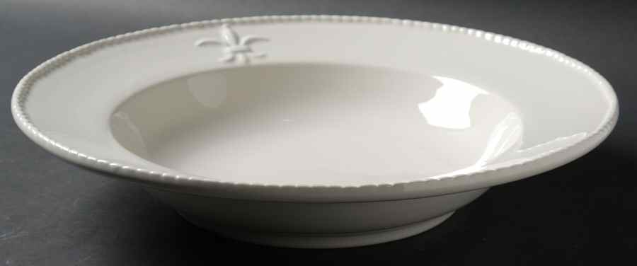 Fleur de Lis White 13" Individual Pasta Bowl by Bordallo Pinheiro-1