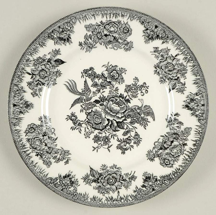 Asiatic Pheasants Black Bread & Butter Plate by Burgess & Leigh-1