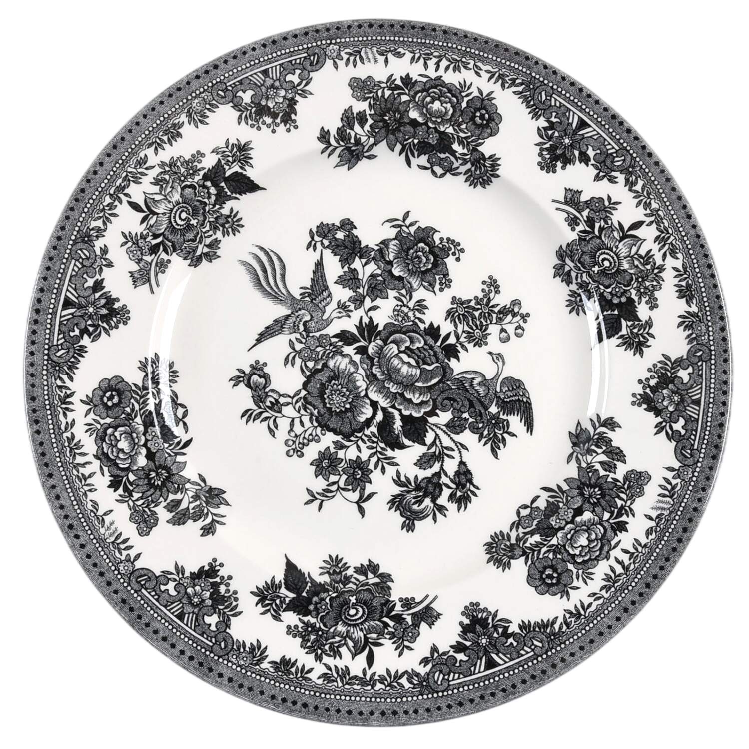 Asiatic Pheasants Black Salad Plate by Burgess & Leigh-1