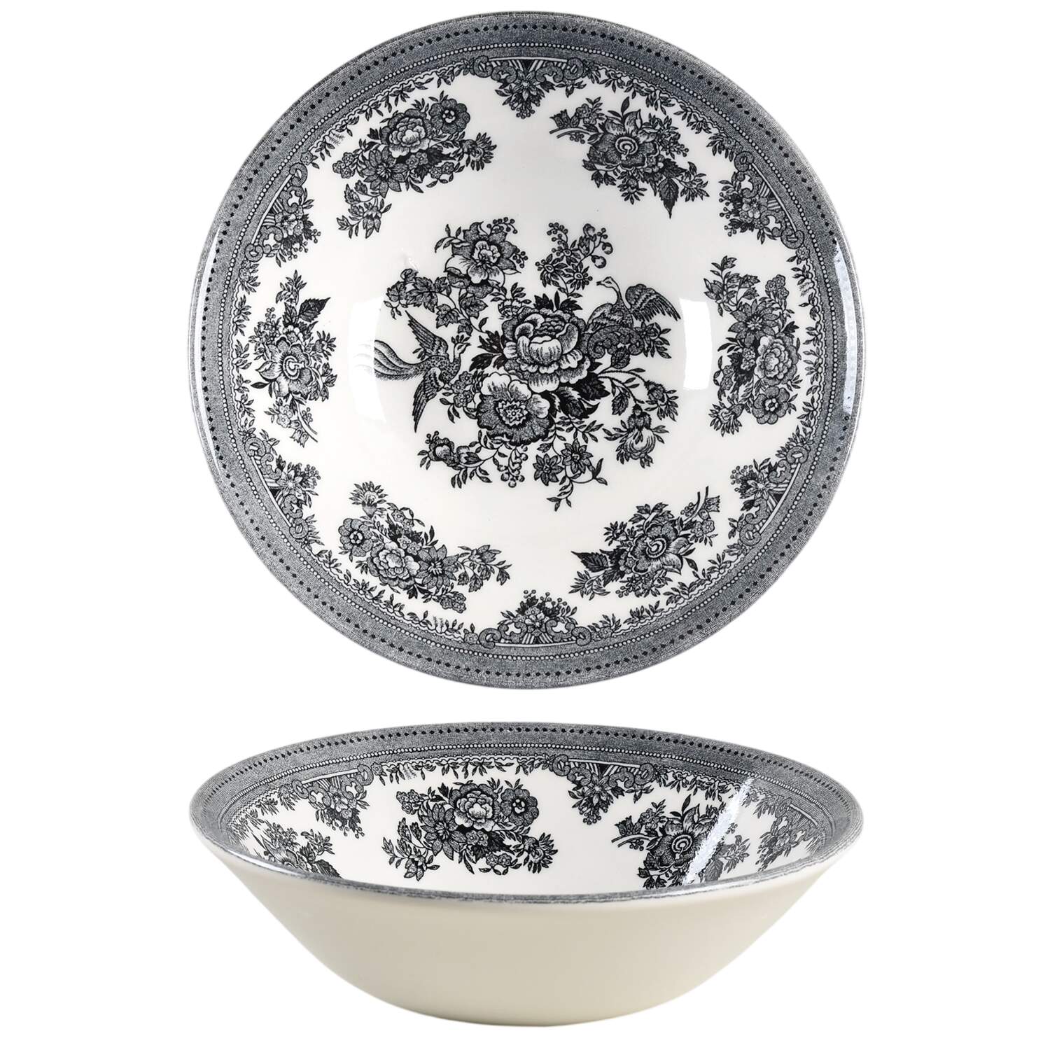 Asiatic Pheasants Black Coupe Cereal Bowl by Burgess & Leigh-1