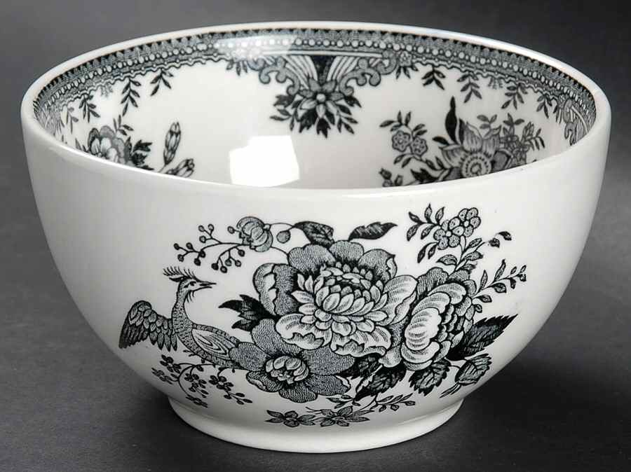 Asiatic Pheasants Black Open Sugar Bowl by Burgess & Leigh-1