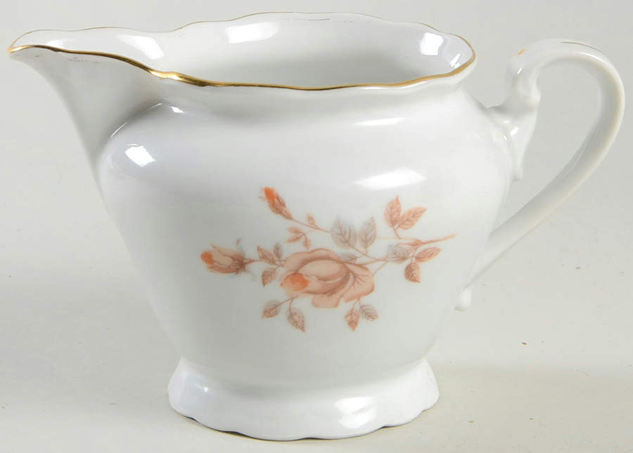 Alpin Rose (Roses Center, Embossed Ribs) Creamer by Bohemia Ceramic Works-1