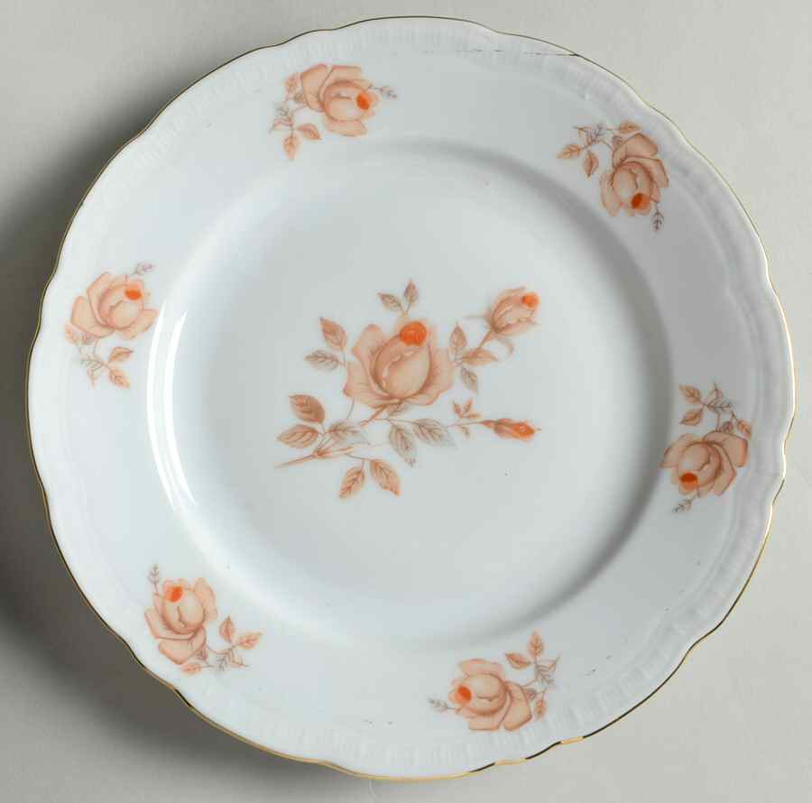Alpin Rose (Roses Center, Embossed Ribs) Salad Plate by Bohemia Ceramic Works-1