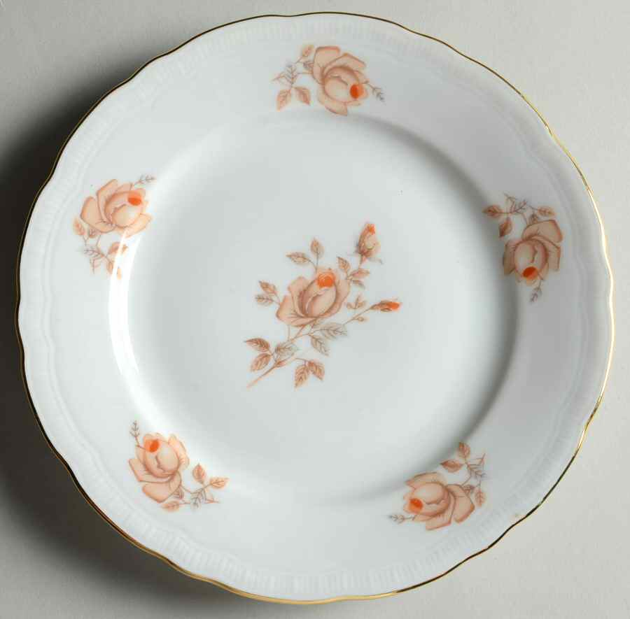 Alpin Rose (Roses Center, Embossed Ribs) Bread & Butter Plate by Bohemia Ceramic Works-1