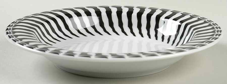 Black & White Rim Soup Bowl by Bopla (Switzerland)-1