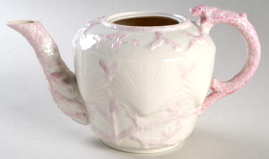 New Shell Pink (No Trim) Teapot No Lid by Belleek Pottery (Ireland)-1