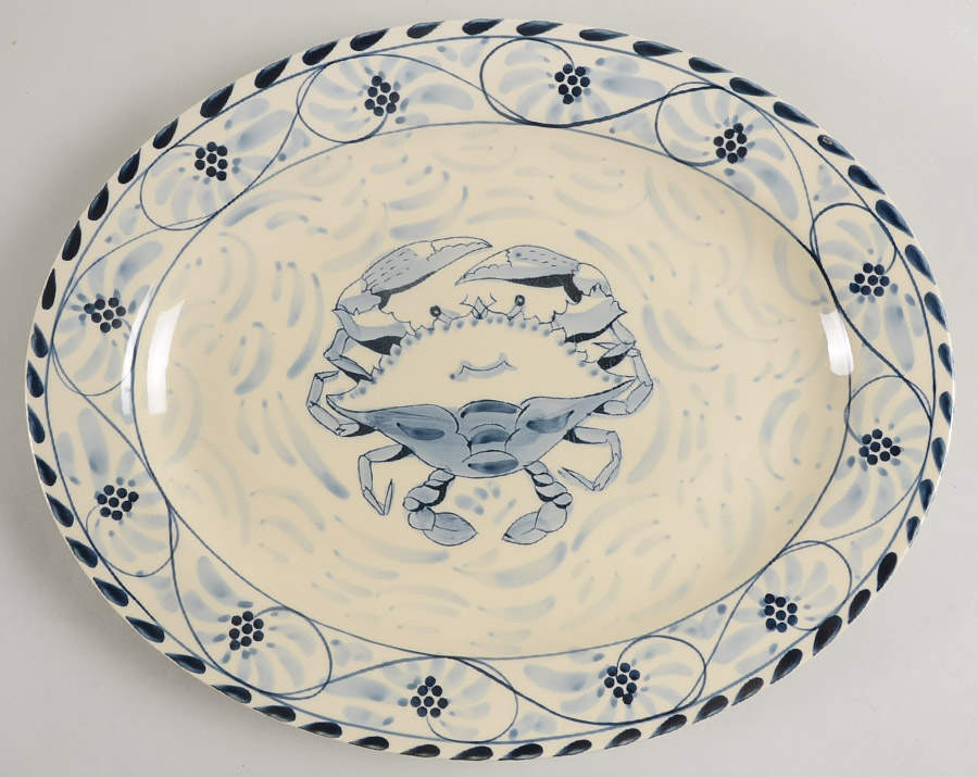 Blue Crab 15" Oval Serving Platter by Blue Crab Bay Co-1