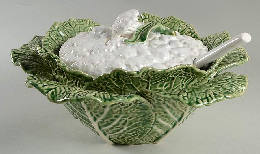 Cauli Flower Tureen & Lid w/Ladle by Bordallo Pinheiro-1