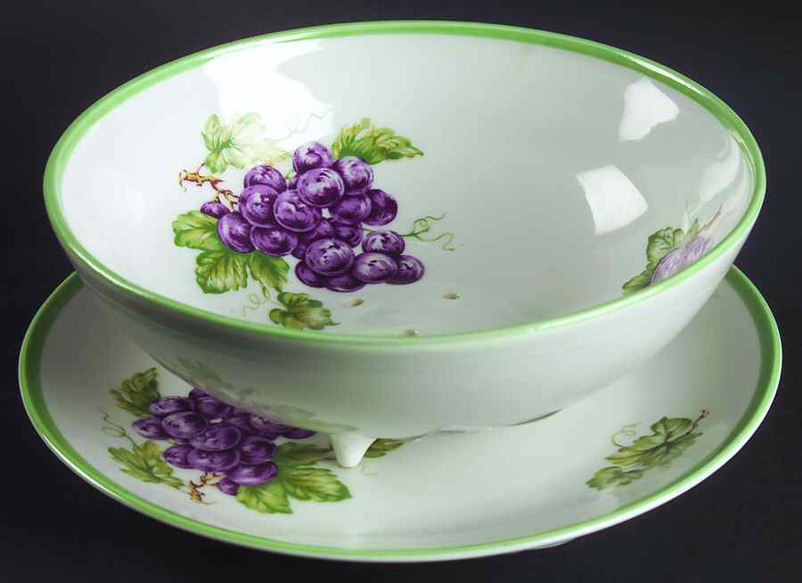 BOH174 Pierced Berry Bowl and Underplate by Bohemia Ceramic Works-1