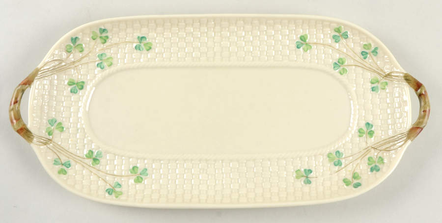 Shamrock (Older Black Backstamps) Large Sandwich Tray by Belleek Pottery (Ireland)-1