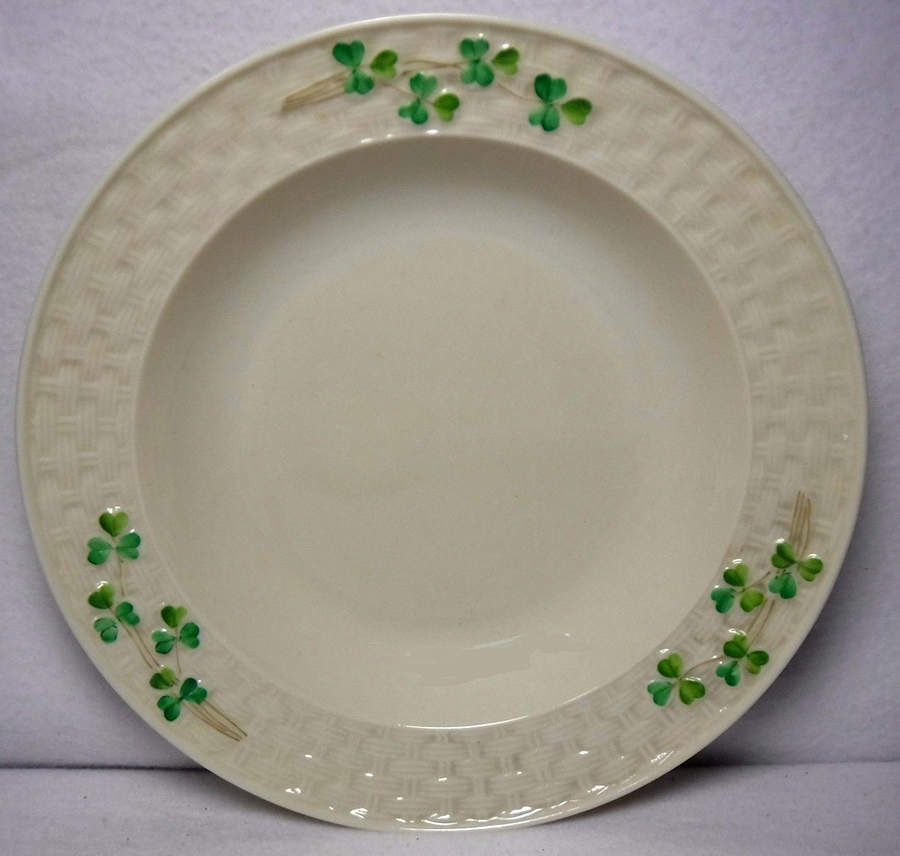 Shamrock (Older Black Backstamps) Rim Soup Bowl by Belleek Pottery (Ireland)-1