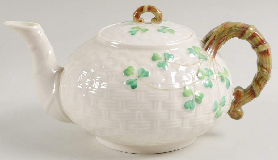 Shamrock (Older Black Backstamps) Small Teapot & Lid by Belleek Pottery (Ireland)-1