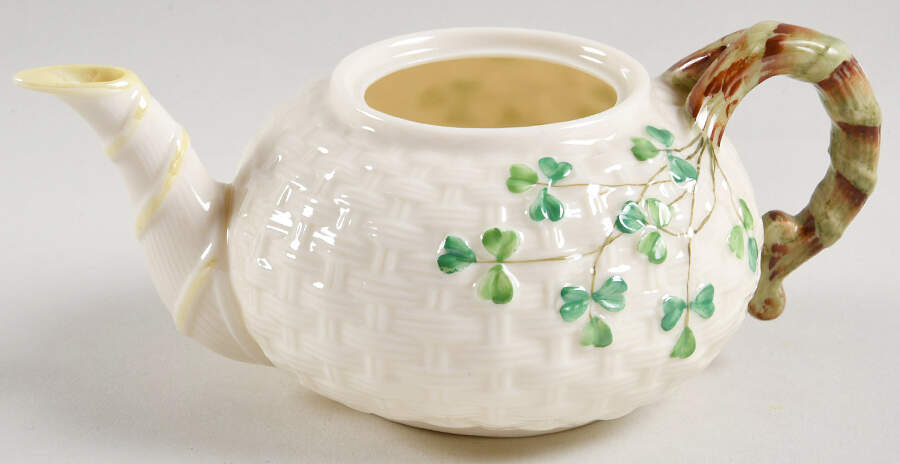 Shamrock (Older Black Backstamps) Individual Teapot No Lid by Belleek Pottery (Ireland)-1
