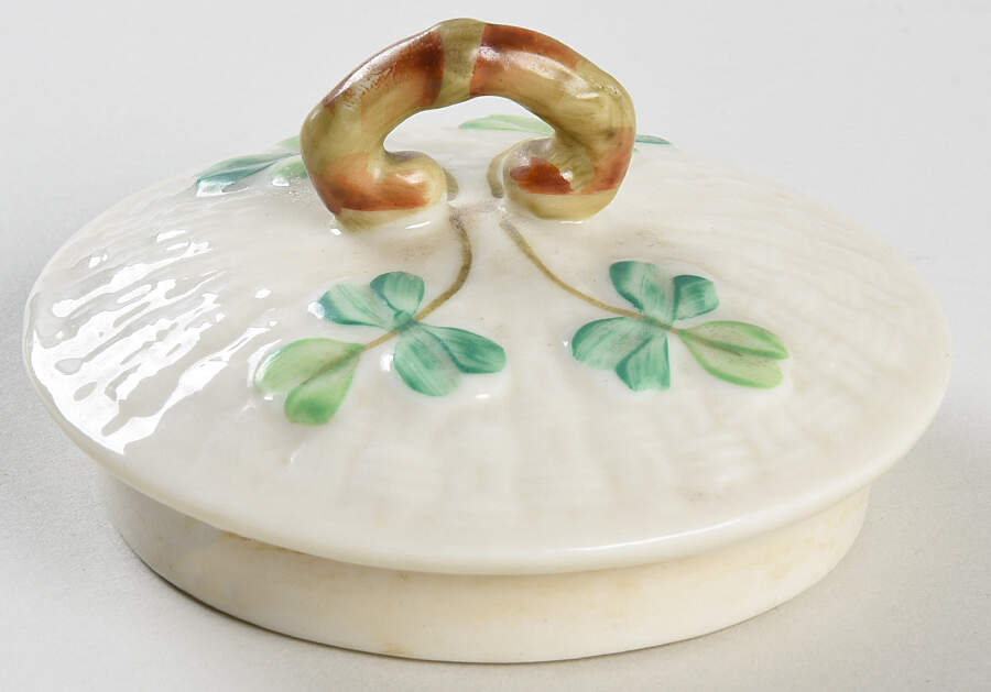Shamrock (Older Black Backstamps) Lid for Teapot by Belleek Pottery (Ireland)-1