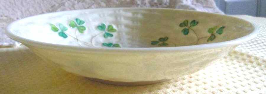 Shamrock (Older Black Backstamps) Fruit/Dessert (Sauce) Bowl by Belleek Pottery (Ireland)-1