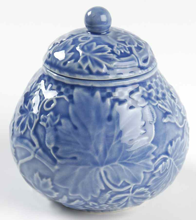 Vine Blue Sugar Bowl & Lid by Bordallo Pinheiro-1