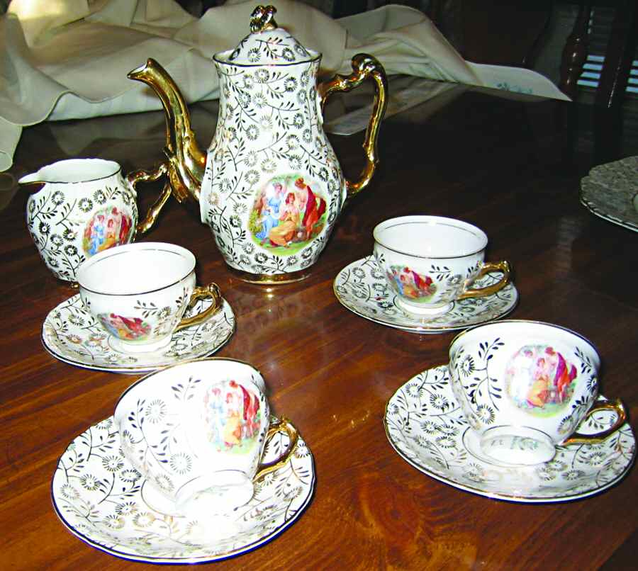 CZE351 Footed Cup & Saucer Set by Czechia-Czechoslovakia-1