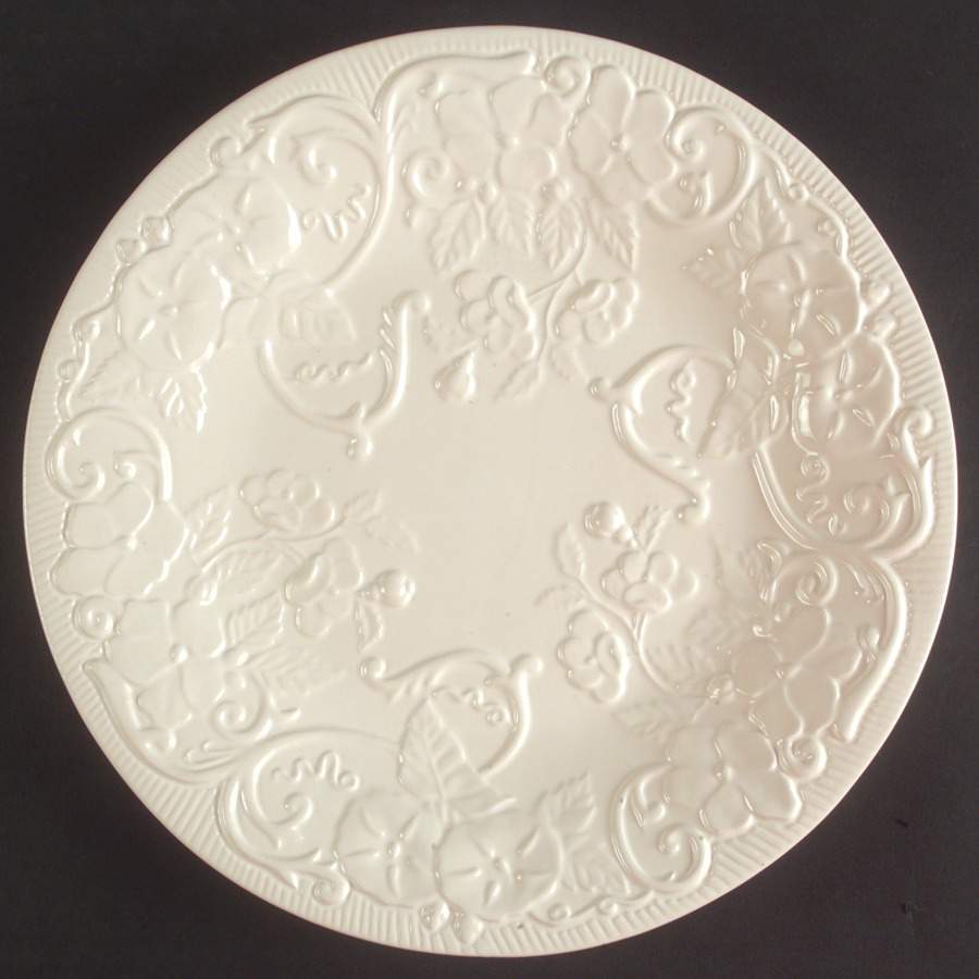 Flowers White Dinner Plate by Bordallo Pinheiro-1