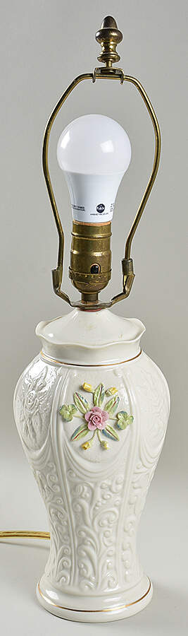 Romantic Rose 10" Electric Lamp No Shade by Belleek Pottery (Ireland)-1