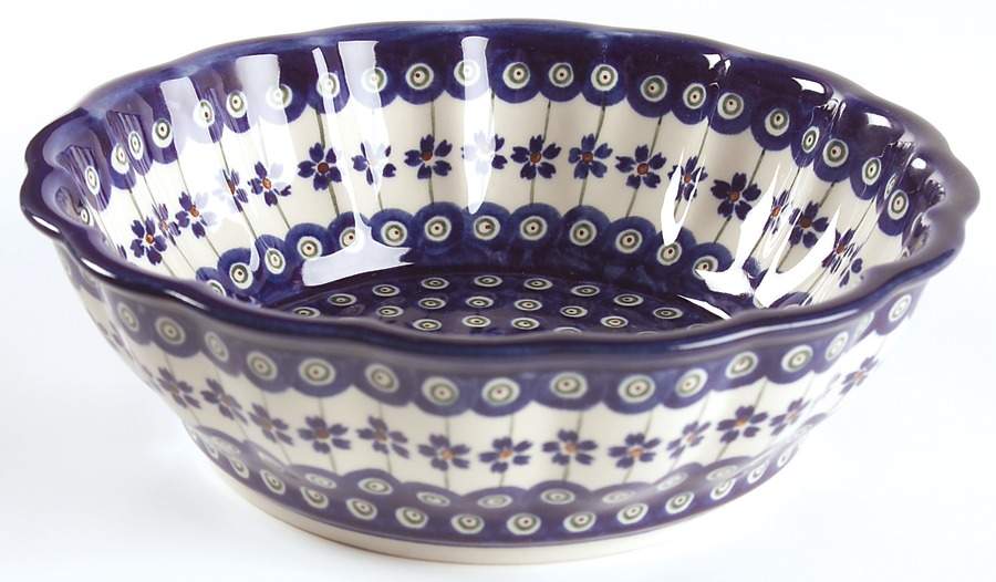 Flowering Peacock 9" Round Baker by BOLESLAWIEC-1