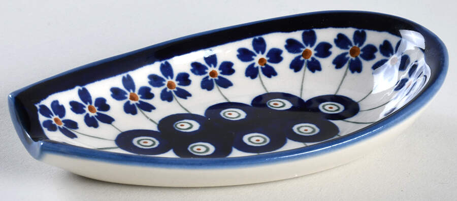 Flowering Peacock Spoon Rest/Holder (Holds 1 Spoon) by BOLESLAWIEC-1