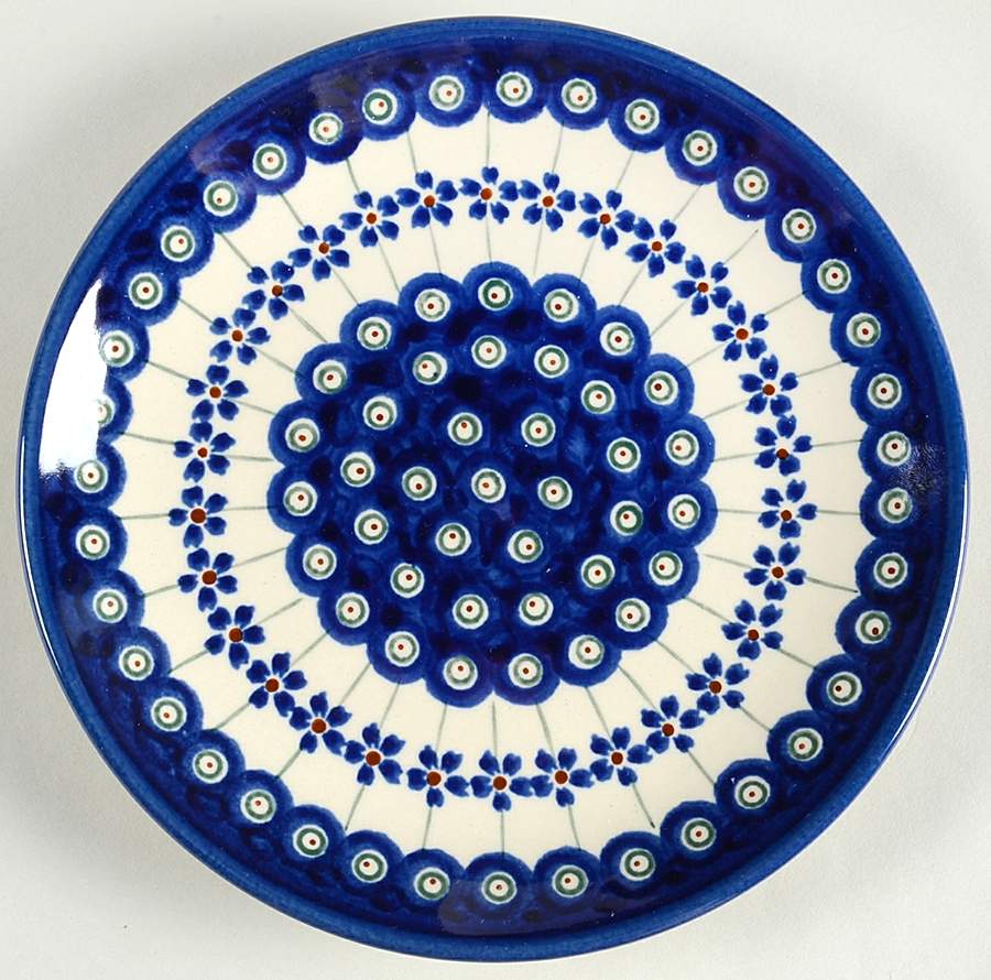 Flowering Peacock Dessert/Pie Plate by BOLESLAWIEC-1