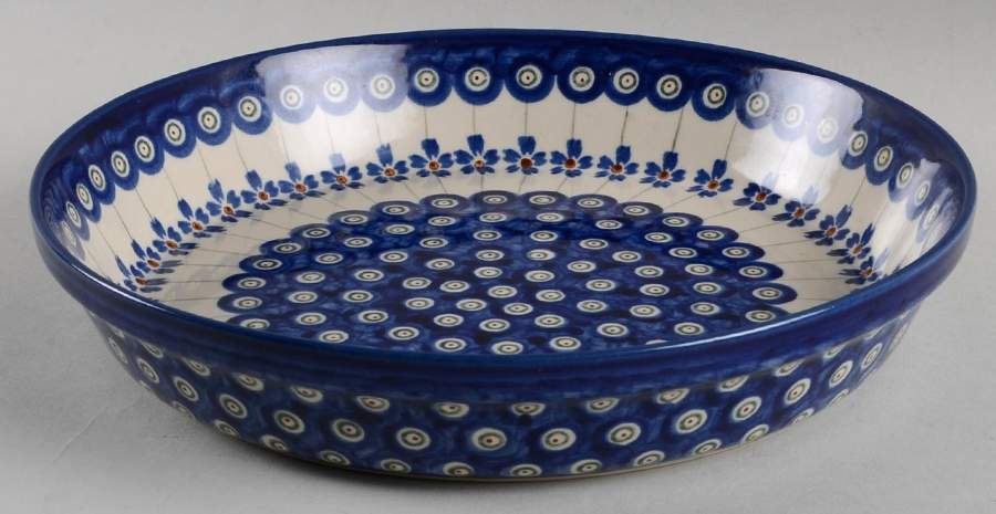 Flowering Peacock 9" Pie Baking Plate by BOLESLAWIEC-1